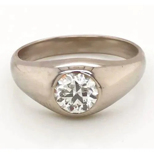 1 Carat Men Gypsy Solitaire Ring F Vs1 Round Natural Earth Mined Diamond White Gold 14K GB Rings 1 Carat Men Gypsy Solitaire Ring F Vs1 Round Natural Earth Mined Diamond White Gold 14K GB Rings