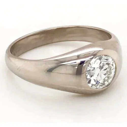 1 Carat Men Gypsy Solitaire Ring F Vs1 Round Natural Earth Mined Diamond White Gold 14K GB Rings 1 Carat Men Gypsy Solitaire Ring F Vs1 Round Natural Earth Mined Diamond White Gold 14K GB Rings
