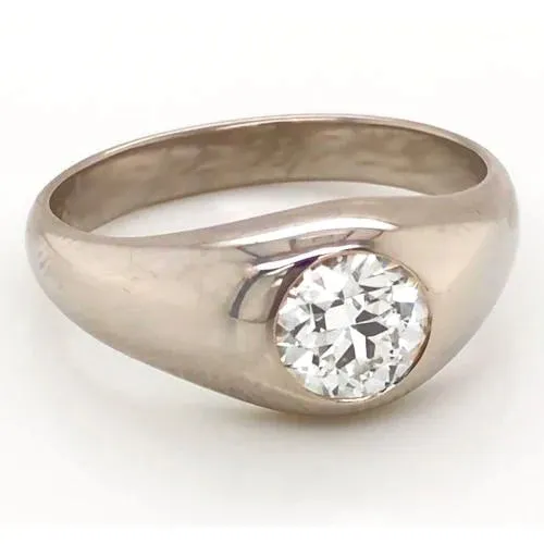 1 Carat Men Gypsy Solitaire Ring F Vs1 Round Natural Earth Mined Diamond White Gold 14K GB Rings 1 Carat Men Gypsy Solitaire Ring F Vs1 Round Natural Earth Mined Diamond White Gold 14K GB Rings