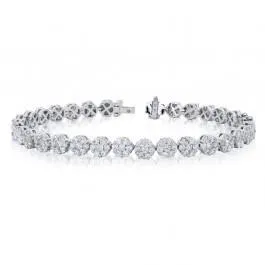 12 Carats Round Prong Set Natural Earth Mined Diamond Tennis Bracelet White Gold 14K GB Bracelets 12 Carats Round Prong Set Natural Earth Mined Diamond Tennis Bracelet White Gold 14K GB Bracelets