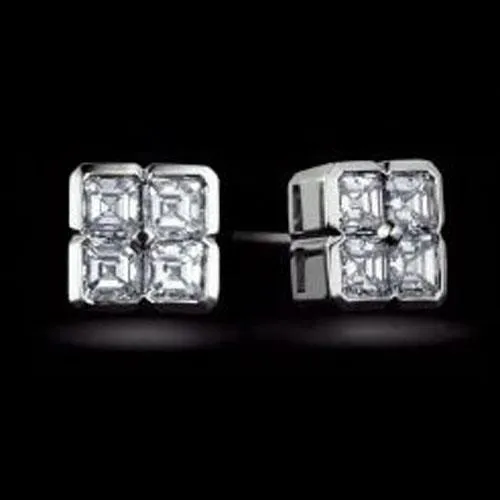 14K White Gold Asscher Cut Natural Earth Mined Diamond Stud Earring 2 Carats GB Earrings 14K White Gold Asscher Cut Natural Earth Mined Diamond Stud Earring 2 Carats GB Earrings