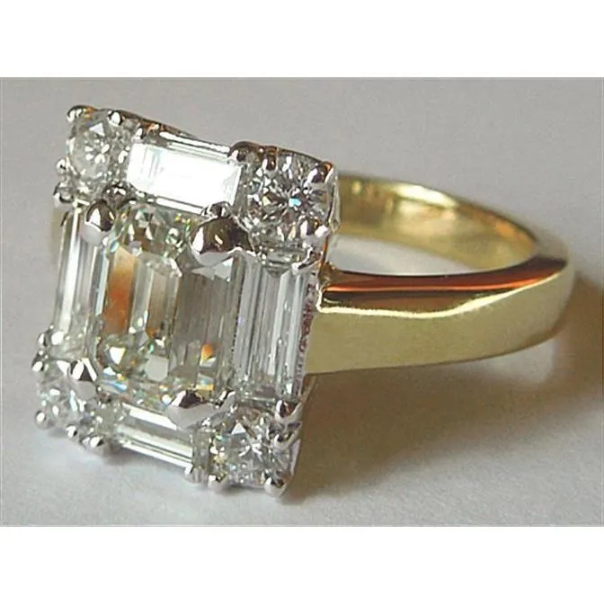 310 Carat Yellow and White Gold Two Tone Emerald Cut Natural Earth Mined Diamond Ring GB Rings 310 Carat Yellow and White Gold Two Tone Emerald Cut Natural Earth Mined Diamond Ring GB Rings