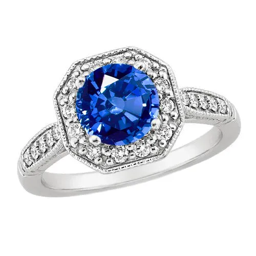 335 Ct Sri Lankan Sapphire And Natural Earth Mined Diamonds Ring White Gold 14K GB Rings