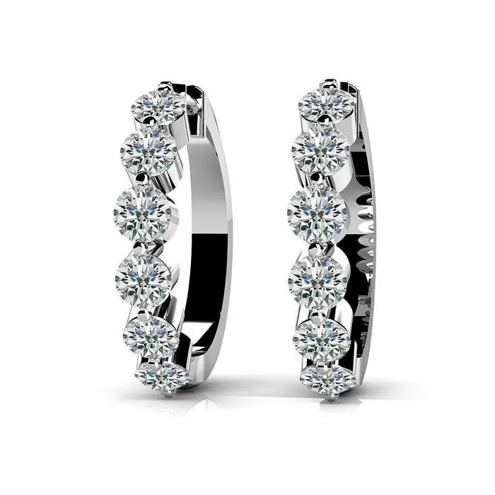 360 Carats Sparkling Round Real Natural Earth Mined Diamonds Hoop Earrings White Gold 14K GB Earrings 360 Carats Sparkling Round Real Natural Earth Mined Diamonds Hoop Earrings White Gold 14K GB Earrings