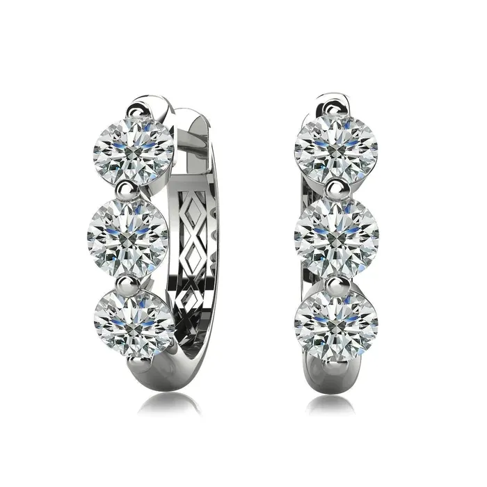 3 Natural Earth Mined Diamond Ladies Hoop Gold Earrings GB Earrings