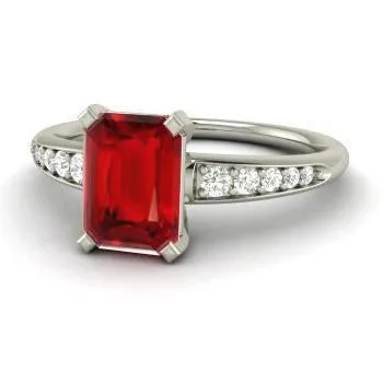 435 Carats Red Ruby And Natural Earth Mined Diamonds Engagement Ring White Gold 14K GB Rings