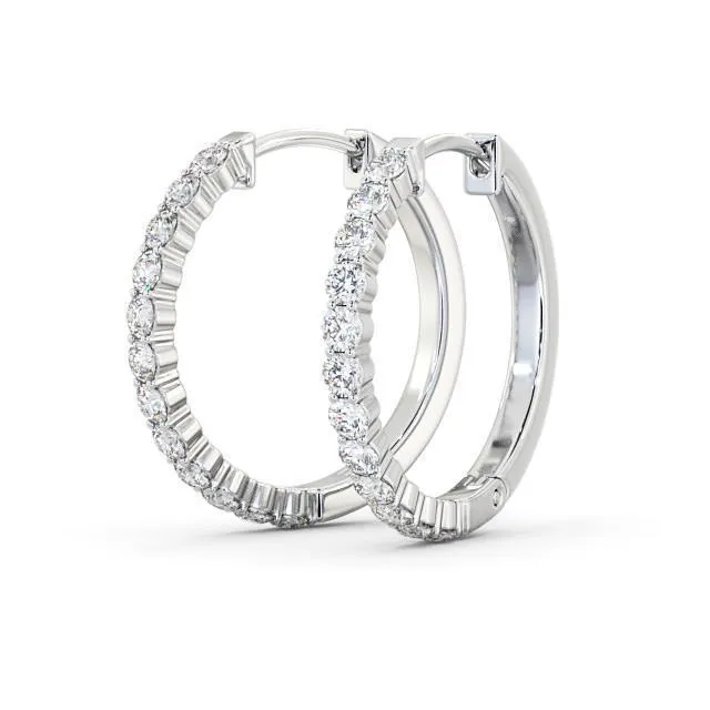 440 Carats Round Natural Earth Mined Diamond Lady Hoop Earring White Gold 14K New GB Earrings 440 Carats Round Natural Earth Mined Diamond Lady Hoop Earring White Gold 14K New GB Earrings
