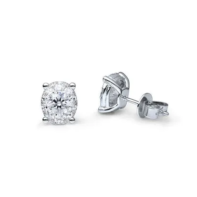 500 Carats Natural Earth Mined Diamonds Ladies Halo Studs Earrings 14K White Gold New GB Earrings 500 Carats Natural Earth Mined Diamonds Ladies Halo Studs Earrings 14K White Gold New GB Earrings