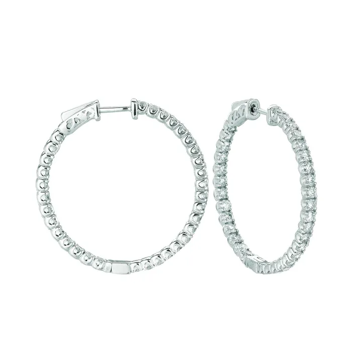 5 Pointer Hoop EarringsPatented Snap Lock 325 Carats 14K White Natural Earth Mined Diamond GB Earrings 5 Pointer Hoop EarringsPatented Snap Lock 325 Carats 14K White Natural Earth Mined Diamond GB Earrings
