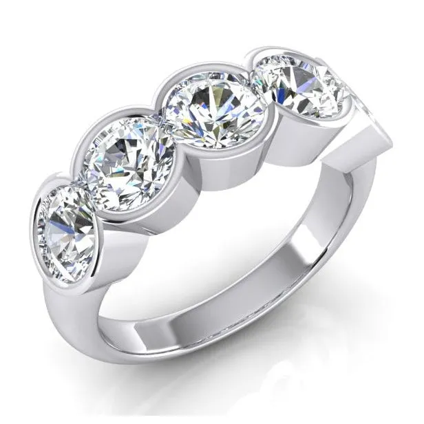 5 Stone Half Bezel Round Natural Earth Mined Diamond Band 3 Carats HarryChadEntcom Rings 5 Stone Half Bezel Round Natural Earth Mined Diamond Band 3 Carats HarryChadEntcom Rings