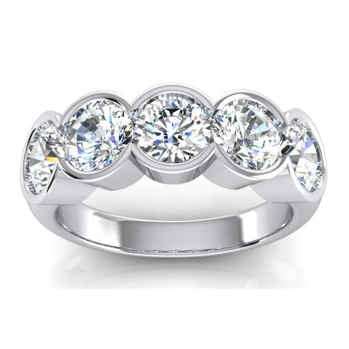 5 Stone Half Bezel Round Natural Earth Mined Diamond Band 3 Carats HarryChadEntcom Rings 5 Stone Half Bezel Round Natural Earth Mined Diamond Band 3 Carats HarryChadEntcom Rings