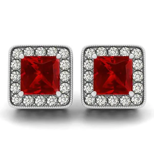 670 Ct Ruby With Natural Earth Mined Diamonds Lady Studs Earrings White Gold 14K GB Earrings 670 Ct Ruby With Natural Earth Mined Diamonds Lady Studs Earrings White Gold 14K GB Earrings