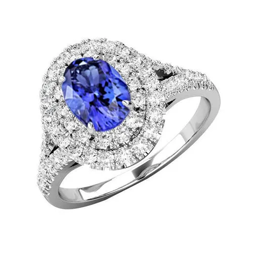 675 Carats Tanzanite And Natural Earth Mined Diamonds Ring 14K White Gold GB Rings