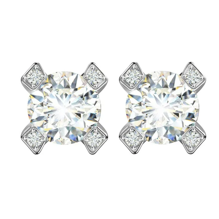 6 Carats Big Round Natural Earth Mined Diamond Stud Earring Sparkling GB Earrings
