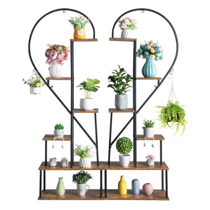 6 Tiered Heart Shaped Iron Wood Stand Shelf Life Changing Energy Necklaces