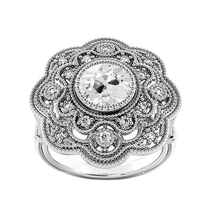 Antique Style Halo Old Cut Round Natural Earth Mined Diamond Ring 325 Carats Milgrain HarryChadEntcom Rings Antique Style Halo Old Cut Round Natural Earth Mined Diamond Ring 325 Carats Milgrain HarryChadEntcom Rings