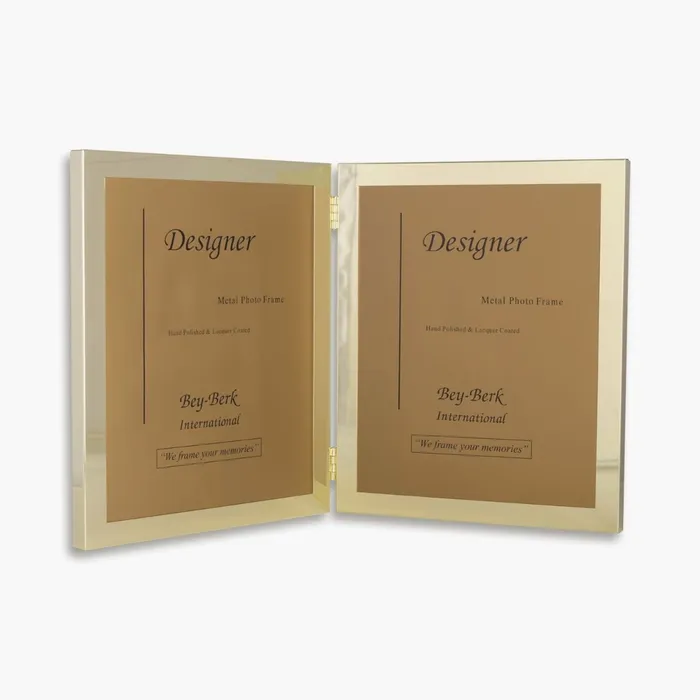 Bey Berk Bey Berk Mason Gold Plated Double Picture Frame With Easel Back PreStyled Sets