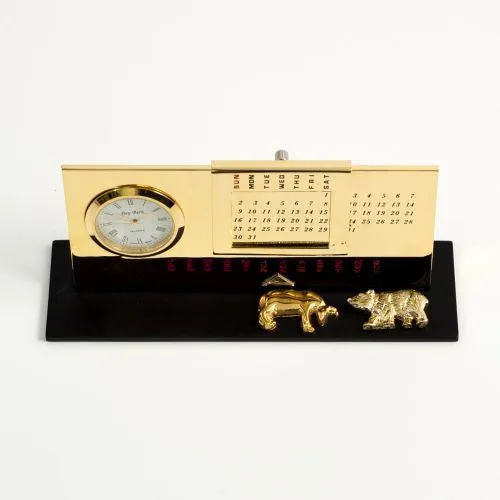 Bey Berk PreStyled Sets Stock Market Gold Plated Perpetual Calendar Clock
