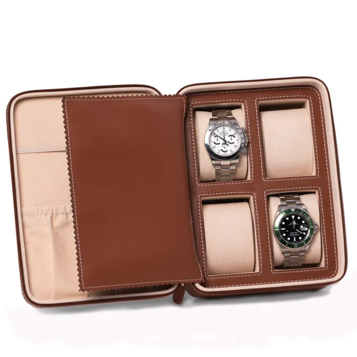 Bey Berk Saddle Leather Four Watch And Accessory Case Bey Berk Watches