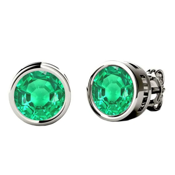 Bezel Set Green Emerald Earrings Studs White Gold Push Backs HarryChadEntcom Earrings Bezel Set Green Emerald Earrings Studs White Gold Push Backs HarryChadEntcom Earrings