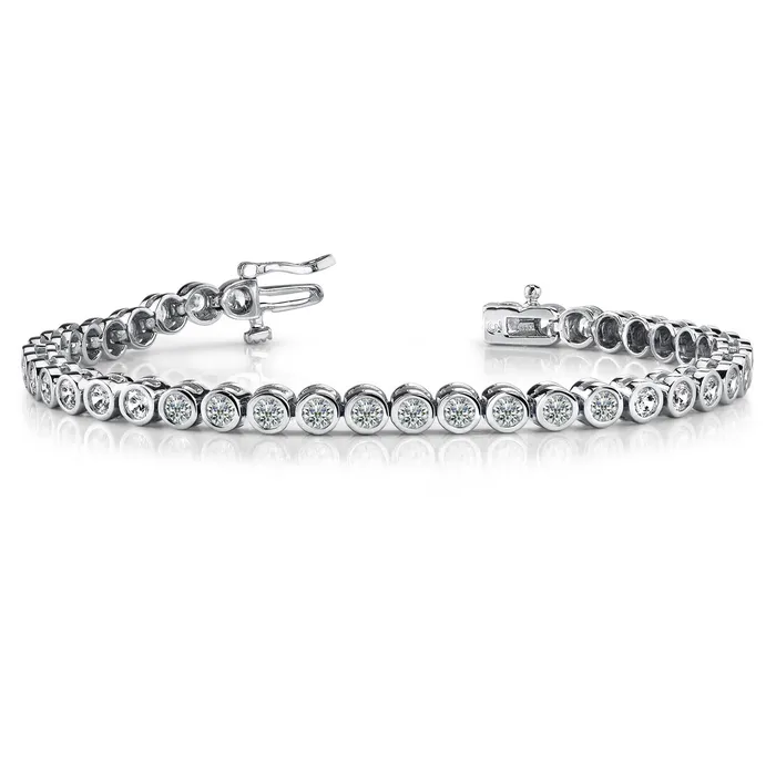 Bracelets 1280 Ct Round Shape Genuine Natural Earth Mined Diamond Tennis Bracelet 14K White Gold GB