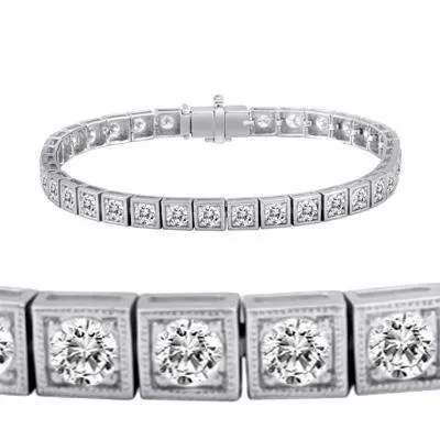 Bracelets 680 Carats Round Natural Earth Mined Diamond Tennis Bracelet Gold White 14K Women Jewelry GB Bracelets 680 Carats Round Natural Earth Mined Diamond Tennis Bracelet Gold White 14K Women Jewelry GB