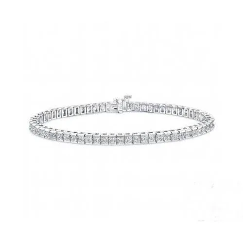 Bracelets 705 Ct Princess Prong Setting Real Natural Earth Mined Diamond Tennis Bracelet White Gold 14K GB Bracelets 705 Ct Princess Prong Setting Real Natural Earth Mined Diamond Tennis Bracelet White Gold 14K GB