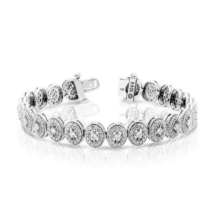 Bracelets GB Sparkling 7 Carats Round Brilliant Natural Earth Mined Diamonds Tennis Bracelet Gold 14K Bracelets GB Sparkling 7 Carats Round Brilliant Natural Earth Mined Diamonds Tennis Bracelet Gold 14K