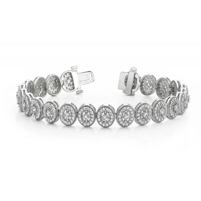 Bracelets GB Sparkling 7 Carats Round Brilliant Natural Earth Mined Diamonds Tennis Bracelet Gold 14K Bracelets GB Sparkling 7 Carats Round Brilliant Natural Earth Mined Diamonds Tennis Bracelet Gold 14K