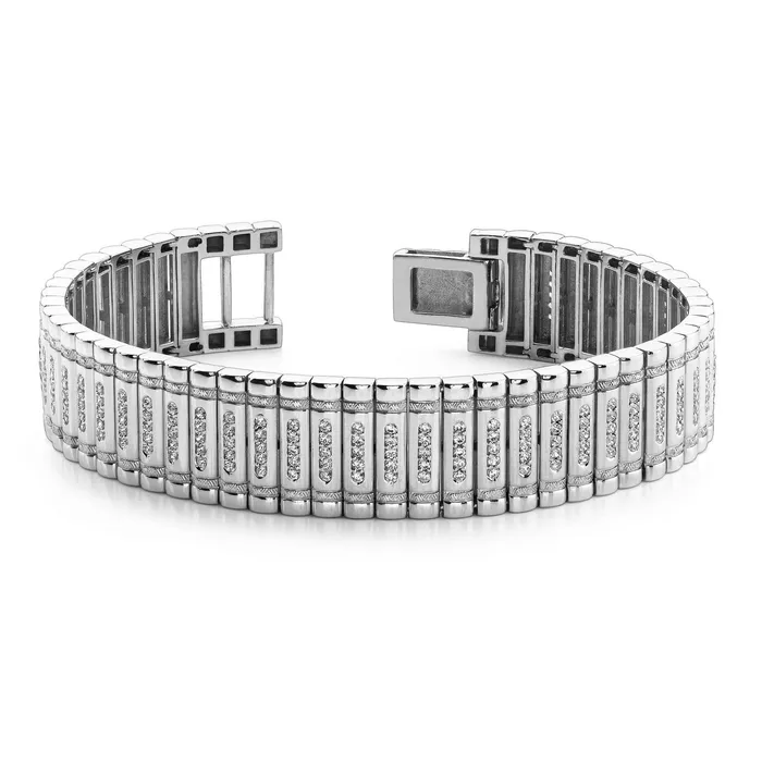 Bracelets GB White Gold 14K Small 8 Carats Natural Earth Mined Diamonds Mens Bracelet Bracelets GB White Gold 14K Small 8 Carats Natural Earth Mined Diamonds Mens Bracelet