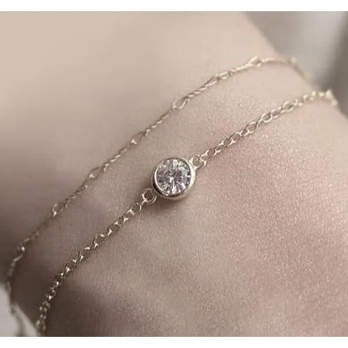 Bracelets Real Natural Earth Mined Diamond Bracelet Bezel Setting 1 Carat Yellow Gold Women Jewelry GB Bracelets Real Natural Earth Mined Diamond Bracelet Bezel Setting 1 Carat Yellow Gold Women Jewelry GB