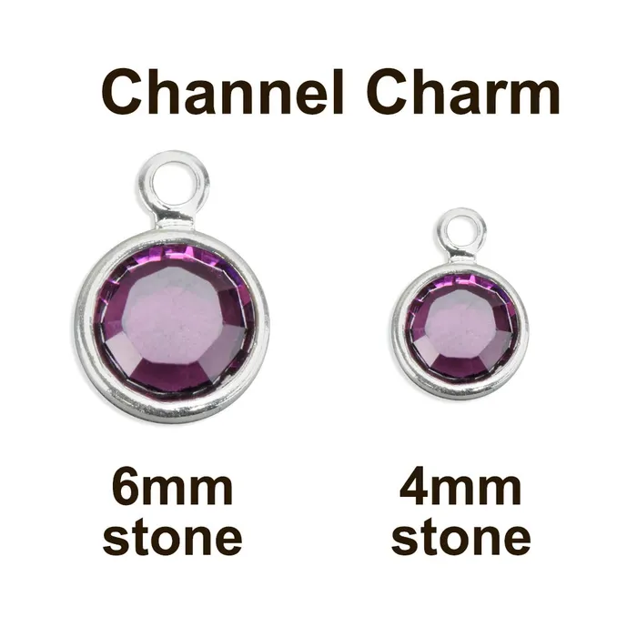 Crystal Channel Charm Topaz NOVEMBER 6mm Stone Pack of 8 AP Charm Necklaces