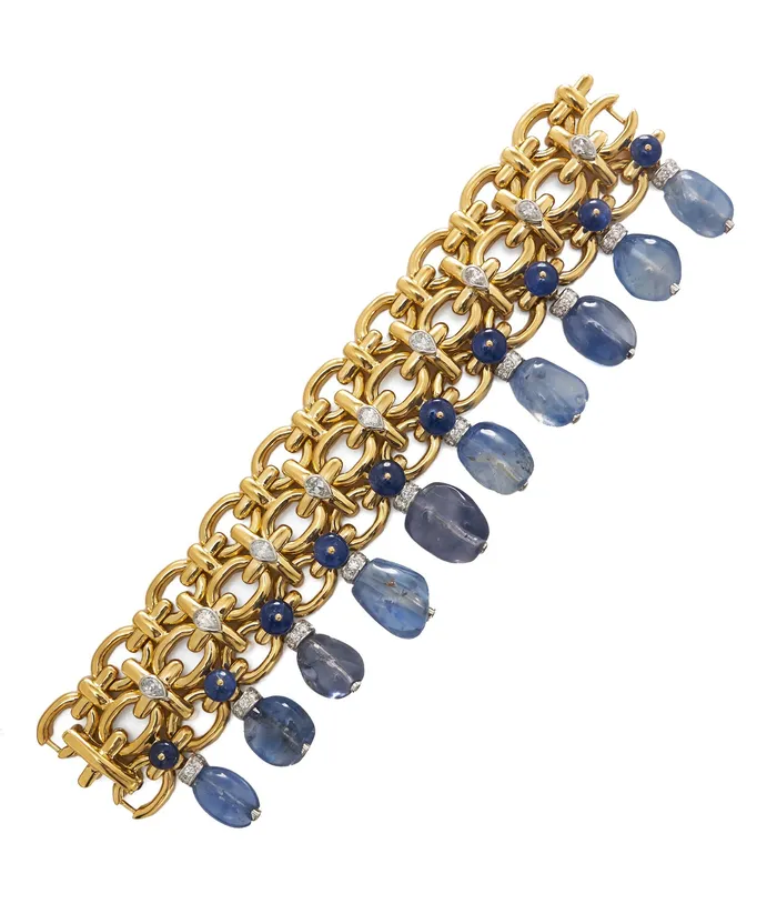 David Webb Brocade Bracelet Diamonds Sapphire Bracelets