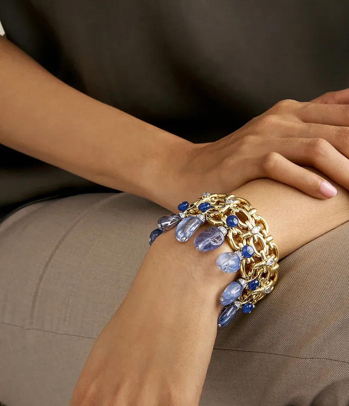 David Webb Brocade Bracelet Diamonds Sapphire Bracelets