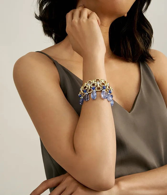 David Webb Brocade Bracelet Diamonds Sapphire Bracelets