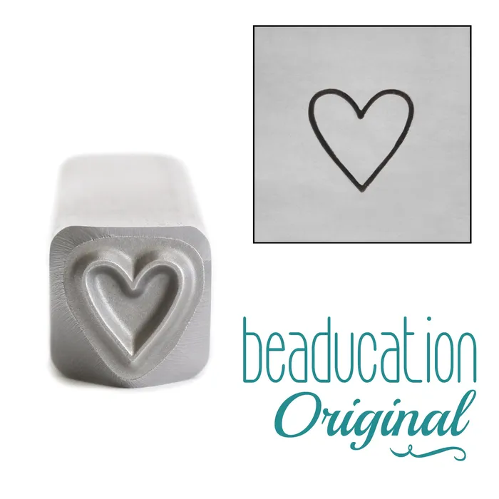 DS 38 Necklaces Tall Heart Metal Design Stamp 6mm Beaducation Original