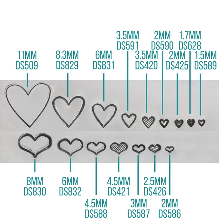 DS 38 Necklaces Tall Heart Metal Design Stamp 6mm Beaducation Original