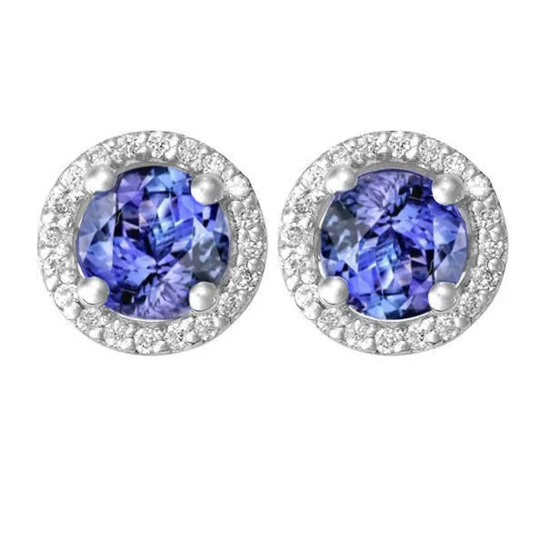 Earrings GB 844 Ct Tanzanite Natural Earth Mined Diamonds Studs Earrings Gold White 14K Earrings GB 844 Ct Tanzanite Natural Earth Mined Diamonds Studs Earrings Gold White 14K