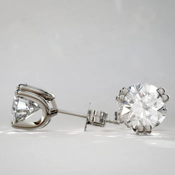 Earrings GB Double Prong Set 3 Carats Round Cut Natural Earth Mined Diamonds Stud Earrings White Gold Earrings GB Double Prong Set 3 Carats Round Cut Natural Earth Mined Diamonds Stud Earrings White Gold