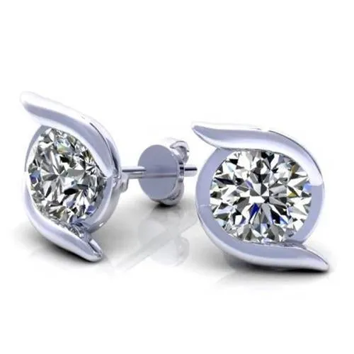 Earrings GB Natural Earth Mined Diamond Stud Earrings 190 Carats White Gold Jewelry Earrings GB Natural Earth Mined Diamond Stud Earrings 190 Carats White Gold Jewelry