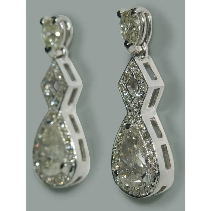 Earrings GB Sparkling 350 Carat Pear Natural Earth Mined Diamond Dangle Drop Pair Earrings WG 14K