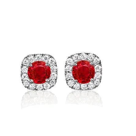 Earrings Halo Stud Ruby And Natural Earth Mined Diamonds Earrings 570 Carats 14K White Gold GB Earrings Halo Stud Ruby And Natural Earth Mined Diamonds Earrings 570 Carats 14K White Gold GB