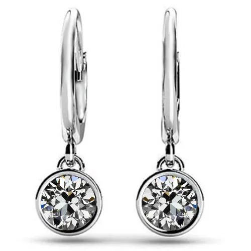 Earrings HarryChadEntcom 2 Ct Mined Diamond Solitaire Earrings Old Cut Round Bezel Set