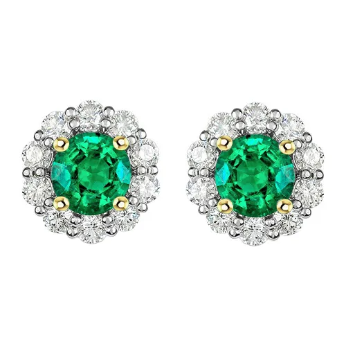 Earrings HarryChadEntcom Green Emerald Halo Earrings Diamond Studs Jewelry Earrings HarryChadEntcom Green Emerald Halo Earrings Diamond Studs Jewelry