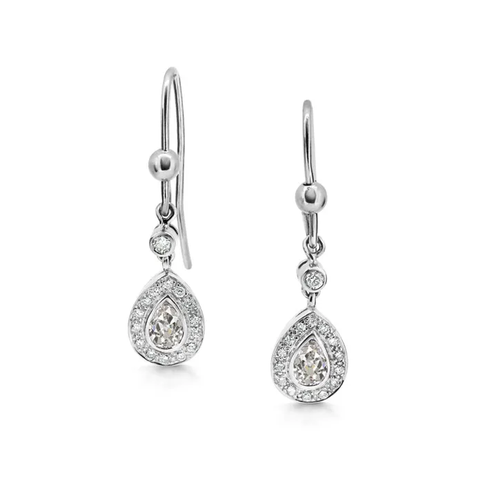 Earrings HarryChadEntcom Pear Old Miner Halo Genuine Diamond Dangle Earrings Bezel Set 2 Carats Earrings HarryChadEntcom Pear Old Miner Halo Genuine Diamond Dangle Earrings Bezel Set 2 Carats