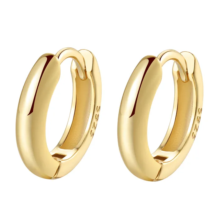 Earrings Hey Happiness Classic Hoop Huggie Earrings Sterling Silver Gold