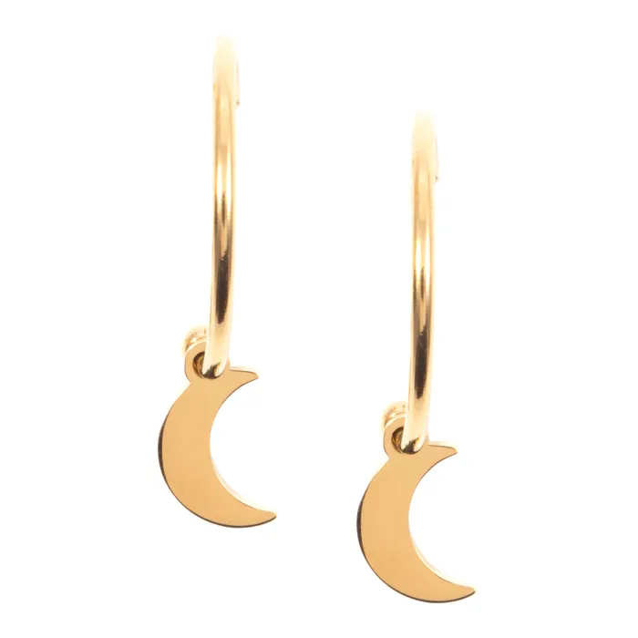 Earrings Hey Happiness Moon Hoop Earrings Rose Gold