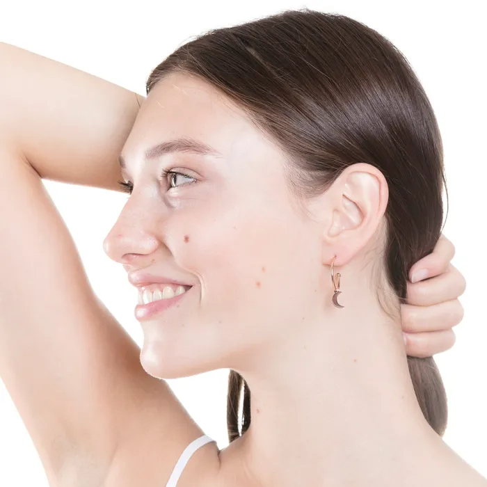 Earrings Hey Happiness Moon Hoop Earrings Rose Gold Earrings Hey Happiness Moon Hoop Earrings Rose Gold