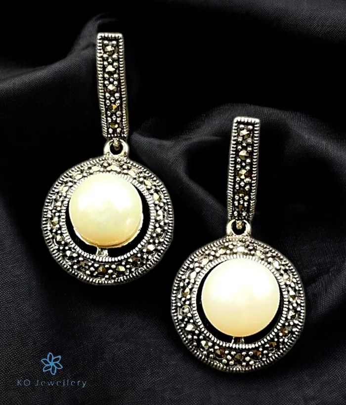 Earrings Marcasite The Ambara Silver Marcasite Cocktail Earrings