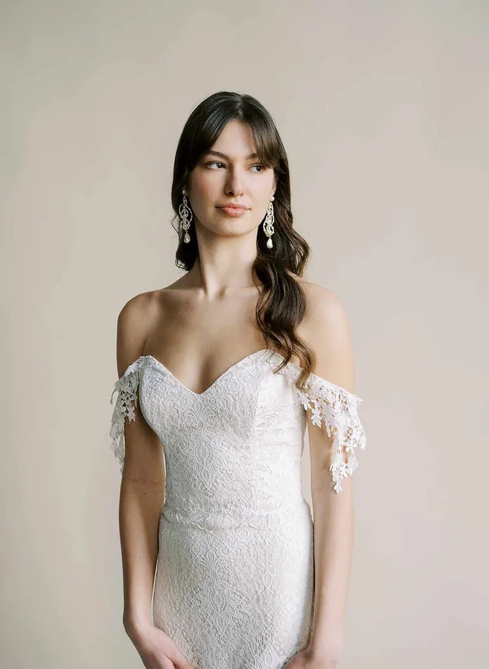 Earrings twigs honey Waves of pearls chandelier bridal earrings Style 2548